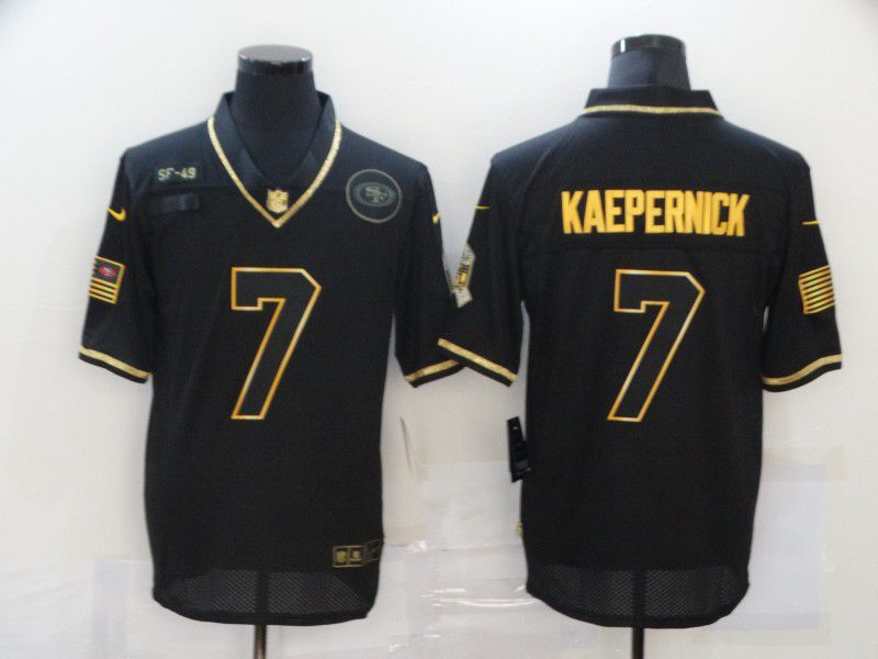 Men San Francisco 49ers #7 Kaepernick Black Retro Gold Lettering 2020 Nike NFL Jersey->houston texans->NFL Jersey